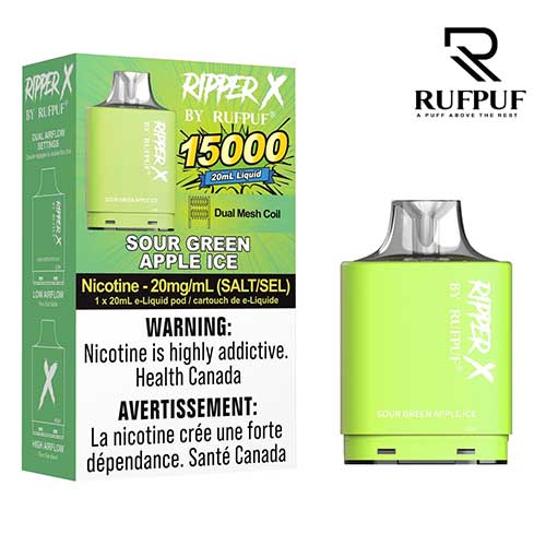 Ripper X by RUFPUF - Sour Green Apple Ice - 15,000 Puffs