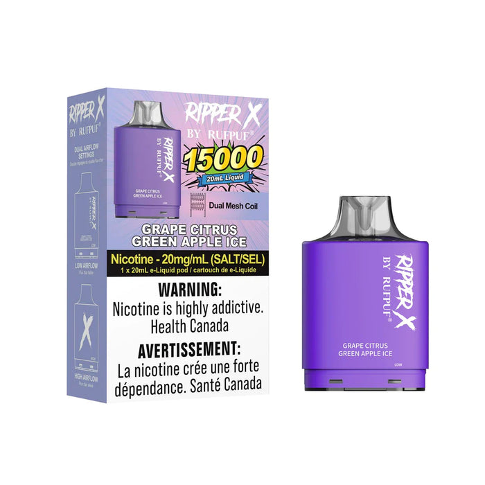 Ripper X by RUFPUF - Grape Cirtus Green Apple Ice - 15,000 Puffs