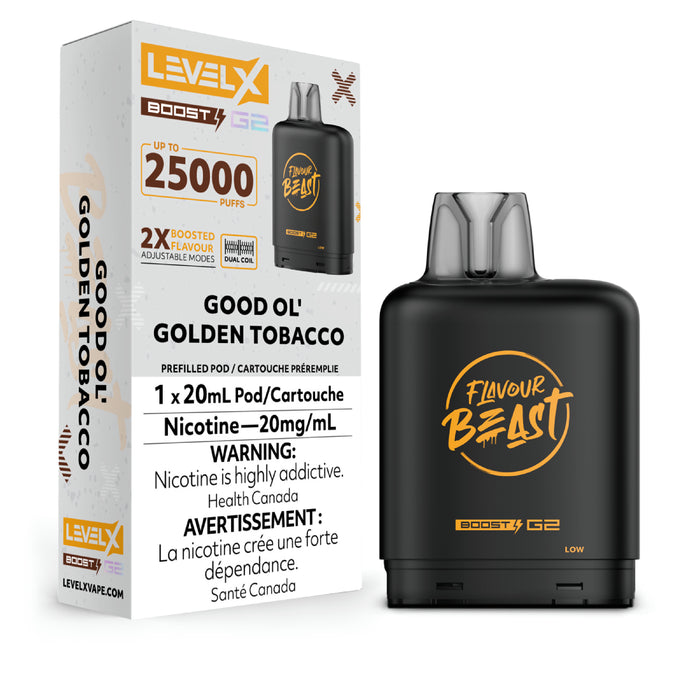 Flavour Beast Level X Boost 25K Good OL’ Golden Tobacco